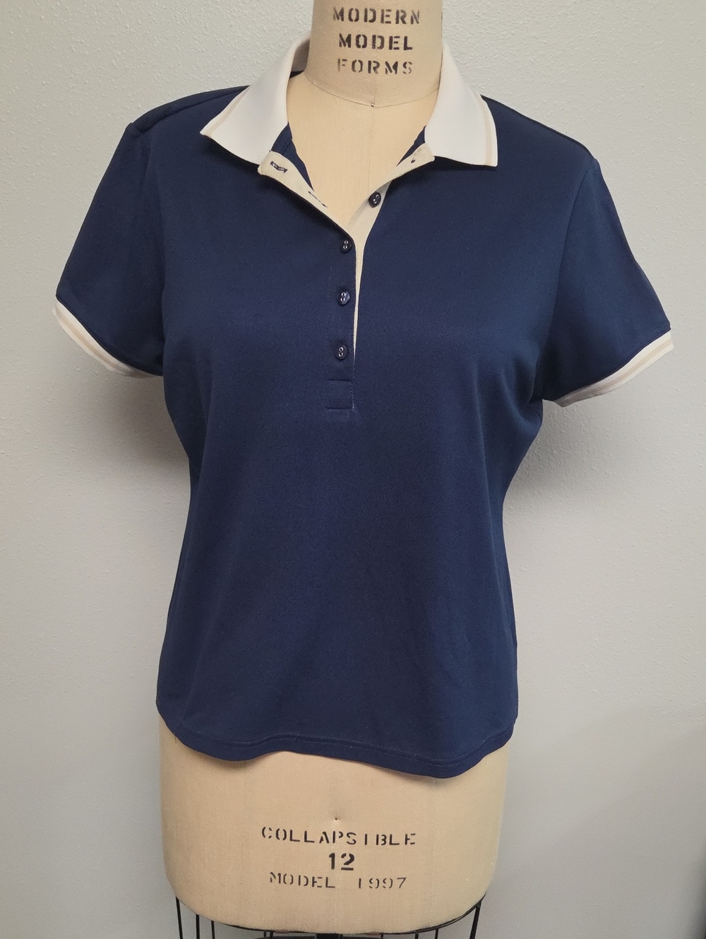 Izod Navy Polo with White Collar and Trim